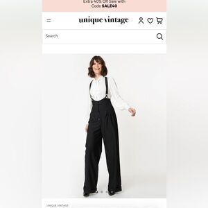 Unique Vintage Black Pinstripe Suspender Pants – Size 10/12